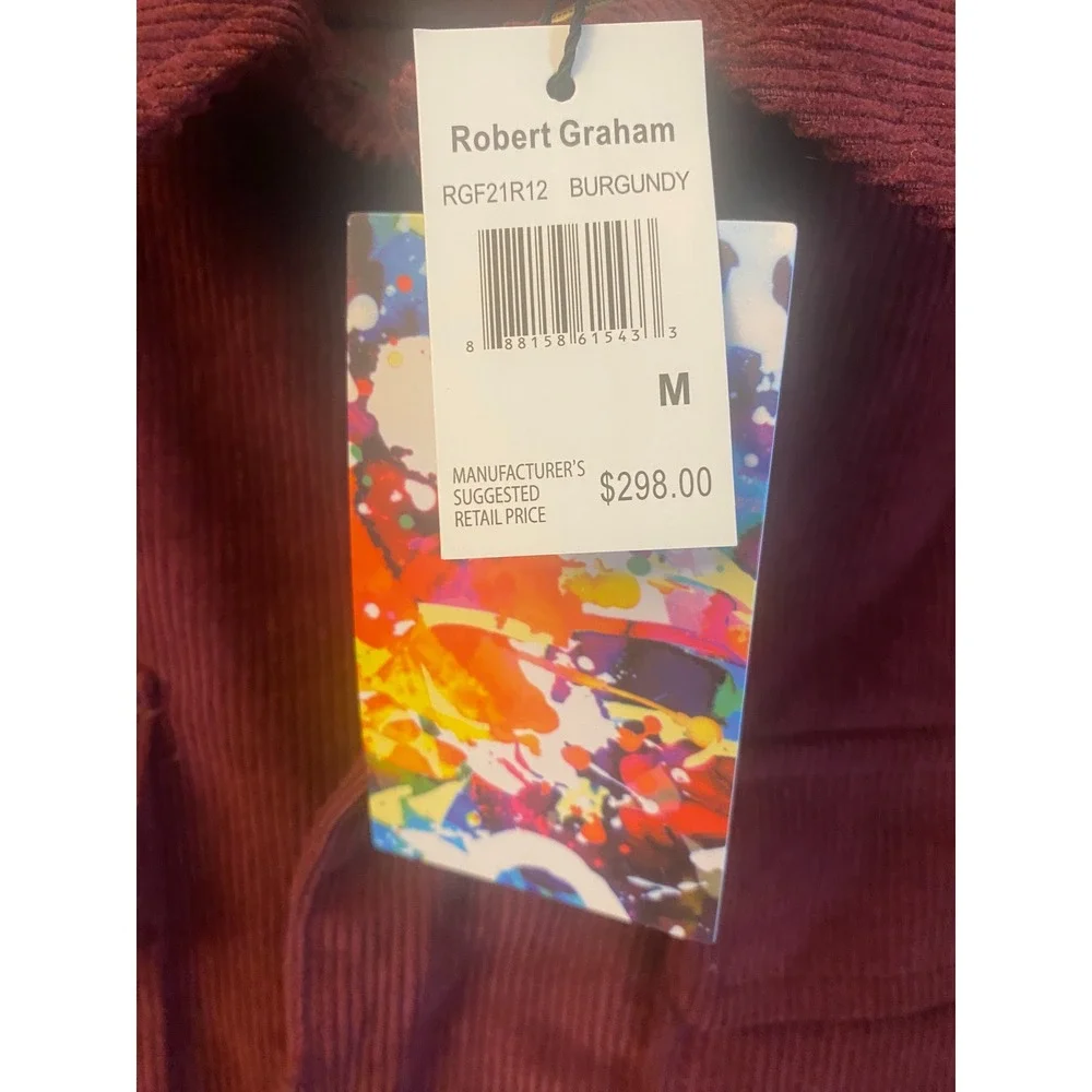 Robert Graham Corduroy Quilt Lined Burgundy Men's Medium Jacket NWT